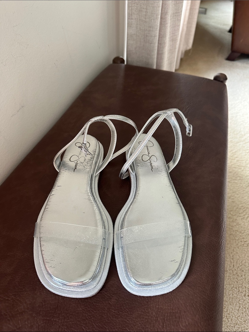 Jessica Simpson Silver Strappy Flat Sandals